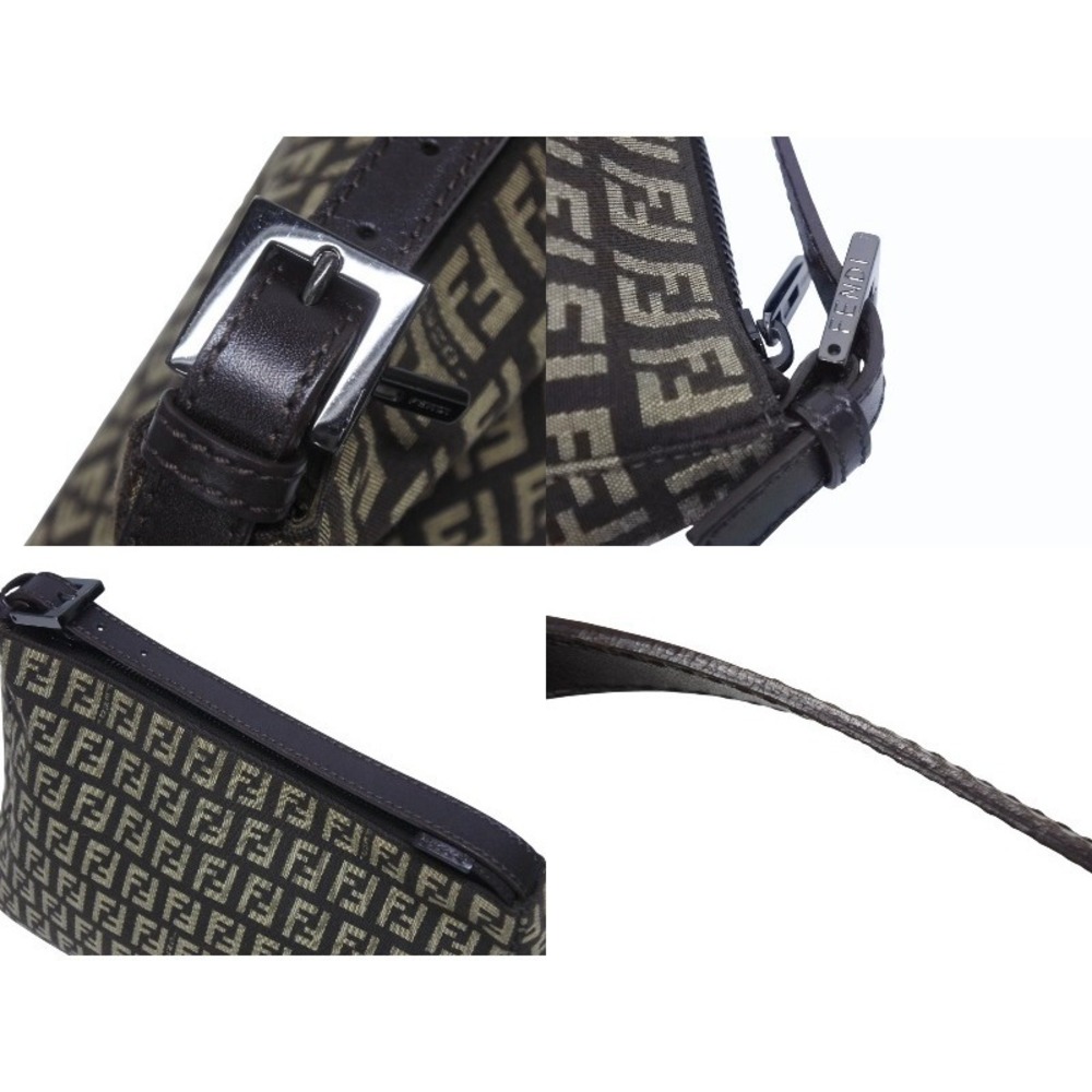 FENDI handbag zucchino canvas leather brown black hardware - Picture 5 of 8